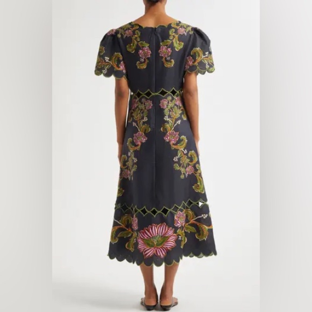 FARM Rio Black Maxi Dress with Pink and Green Embroidery - Picture 3 of 12